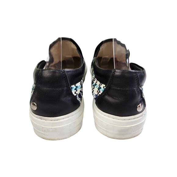 AGL Womens Plaid Woven Slip On Shoes Size US 7.5 EU 37.5 Leather Blue Black - Picture 6 of 10